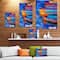Designart - Boats and Jetty at Pier in Oil Painting - Sea & Shore Painting Print on Wrapped Canvas